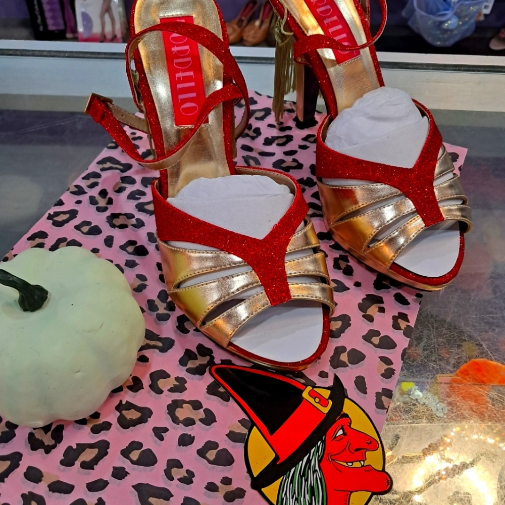 Bordello gold and red heels